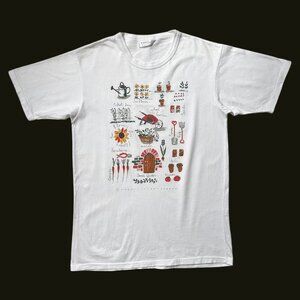90s Vintage Garden Illustration T-shirt Marci Lipman Art Cartoon Flowers Spring.